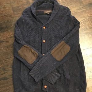 Men’s Cowlneck Navy Button Up Sweater
